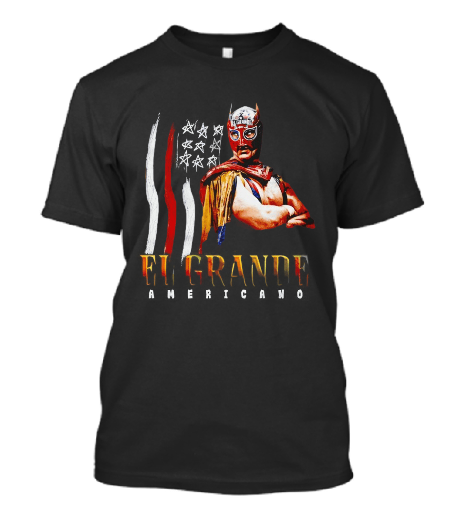 El Grande Americano WWE Flag Grunge Luchador Wrestler Mask Mexican T-Shirt