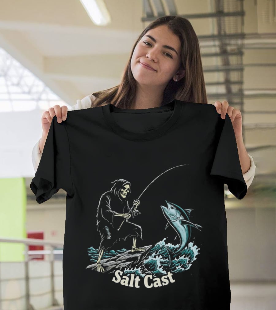 The Grim Reaper Fishing For Tuna On Sea Salt Cast T-Shirt