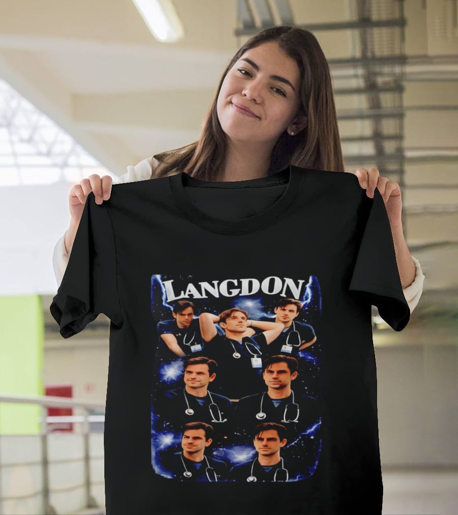 Langdon Medical Professional Blue Lightning Collage T-Shirt