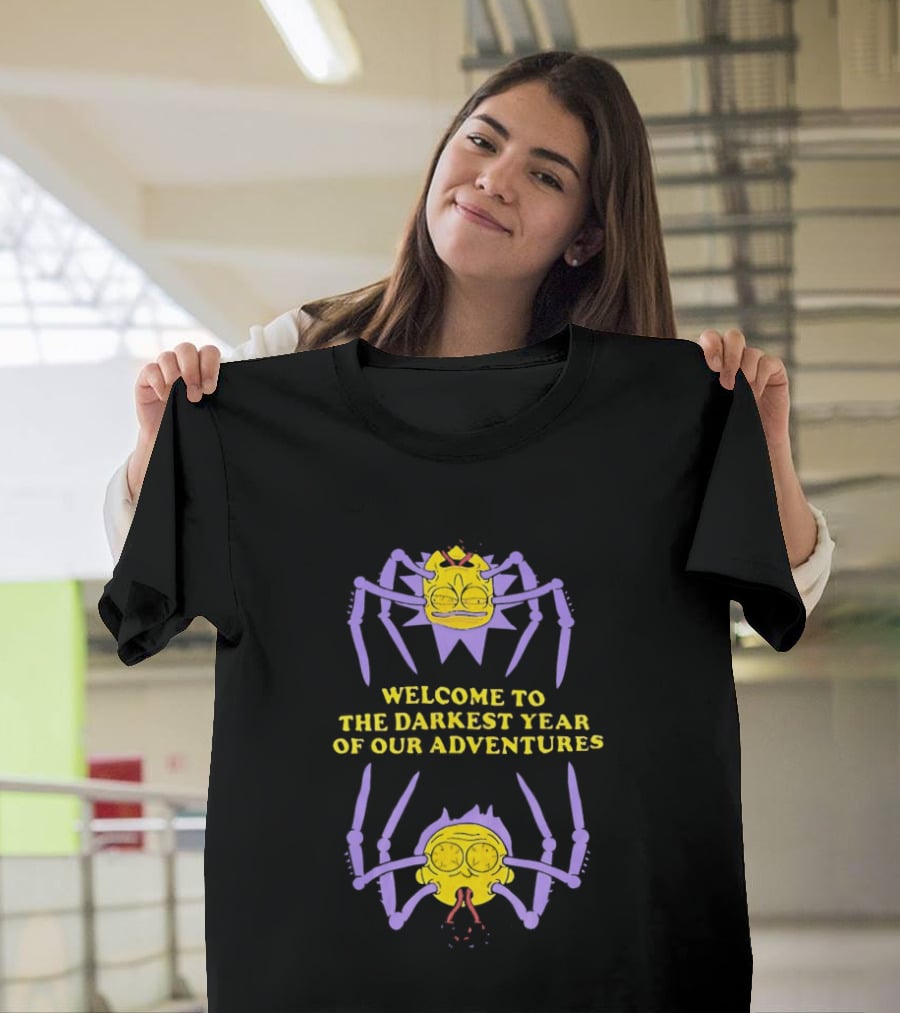 Welcome To The Darkest Year Of Our Adventures Purple And Yellow Cartoon Creatures T-Shirt