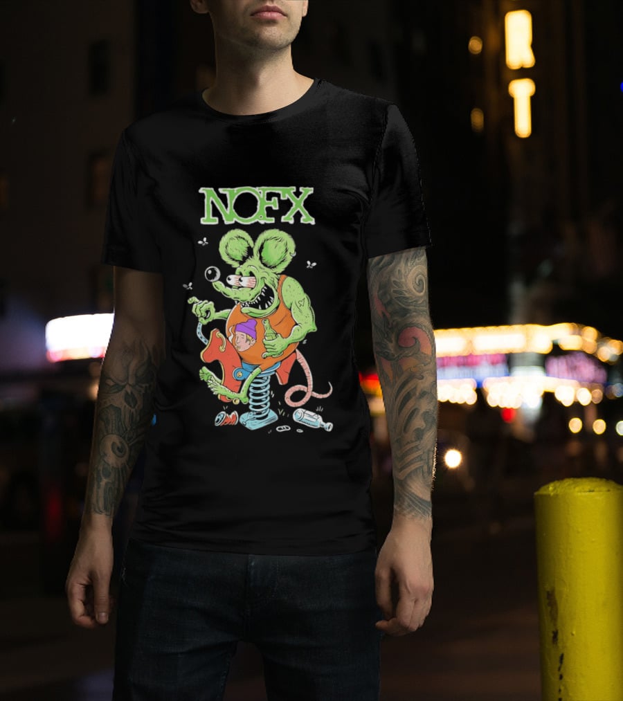 NOFX Wind Up Mouse Rat Fink Green Monster T-Shirt