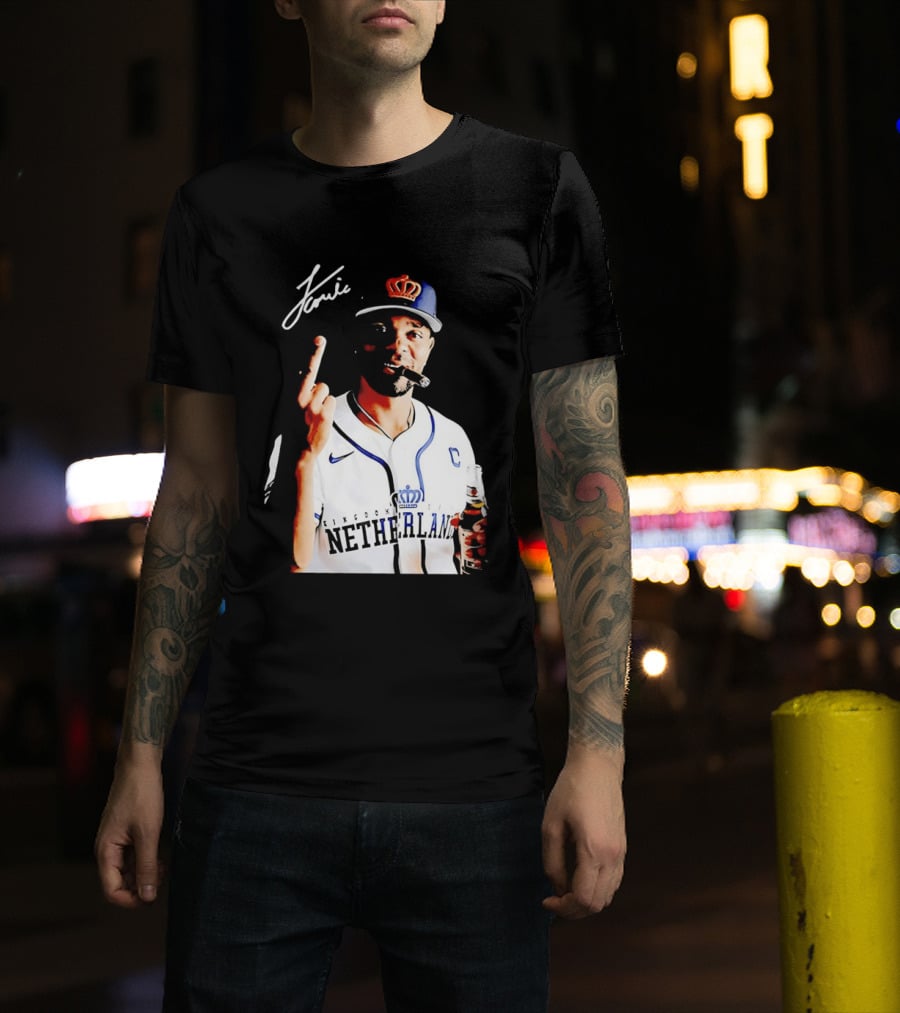 Xander Bogaerts Netherlands Baseball Smoking Gesture Middle Finger T-Shirt