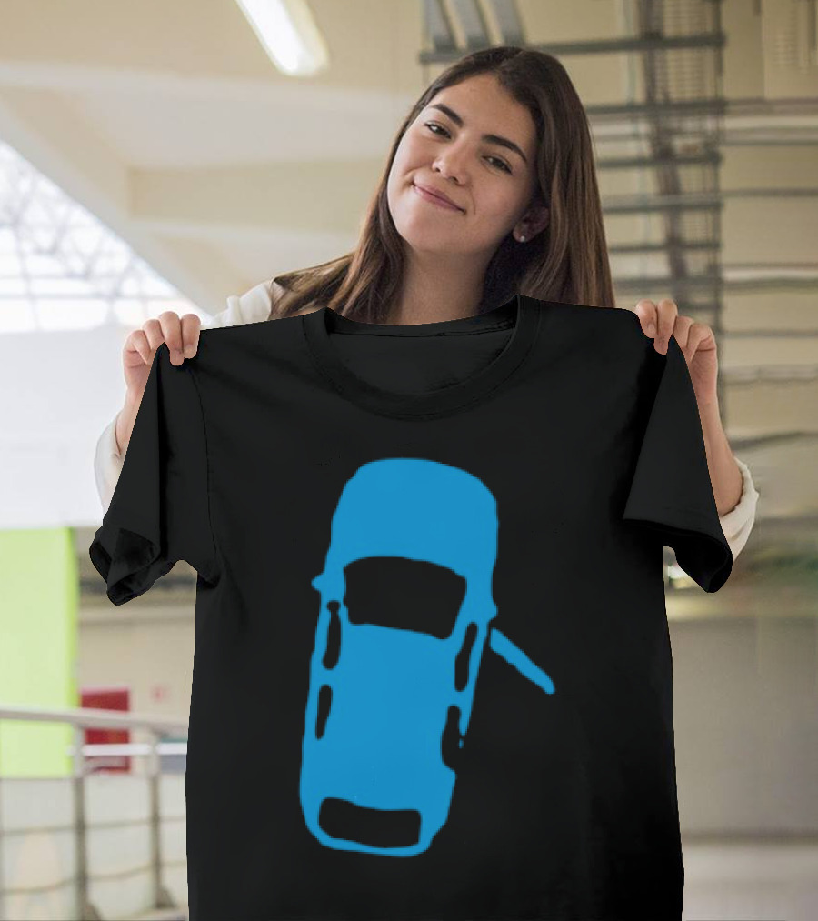 Door Ajar Blue Car Overhead Angle Vintage Style T-Shirt