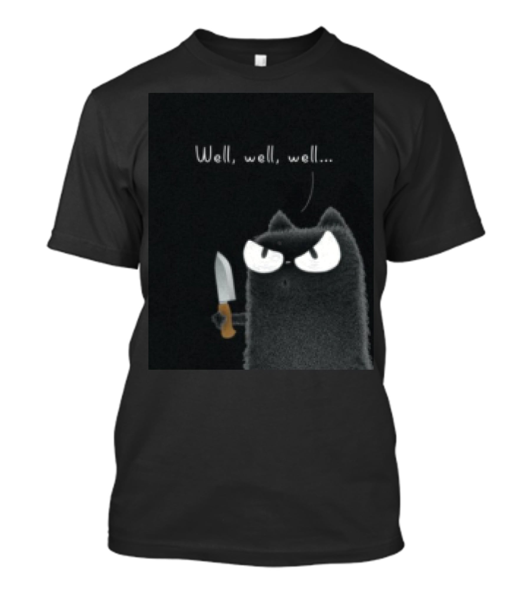 Well Well Well Black Cat With Knife Limited Purrinink T-Shirt
