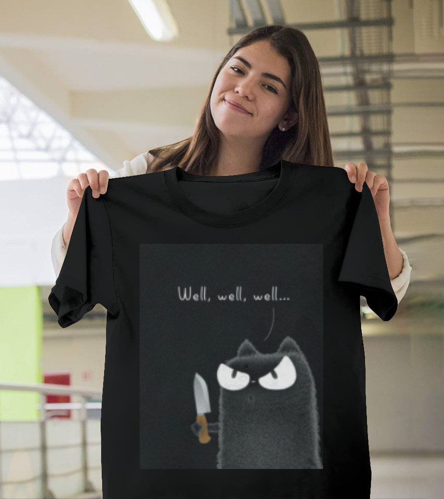 Well Well Well Black Cat With Knife Limited Purrinink T-Shirt