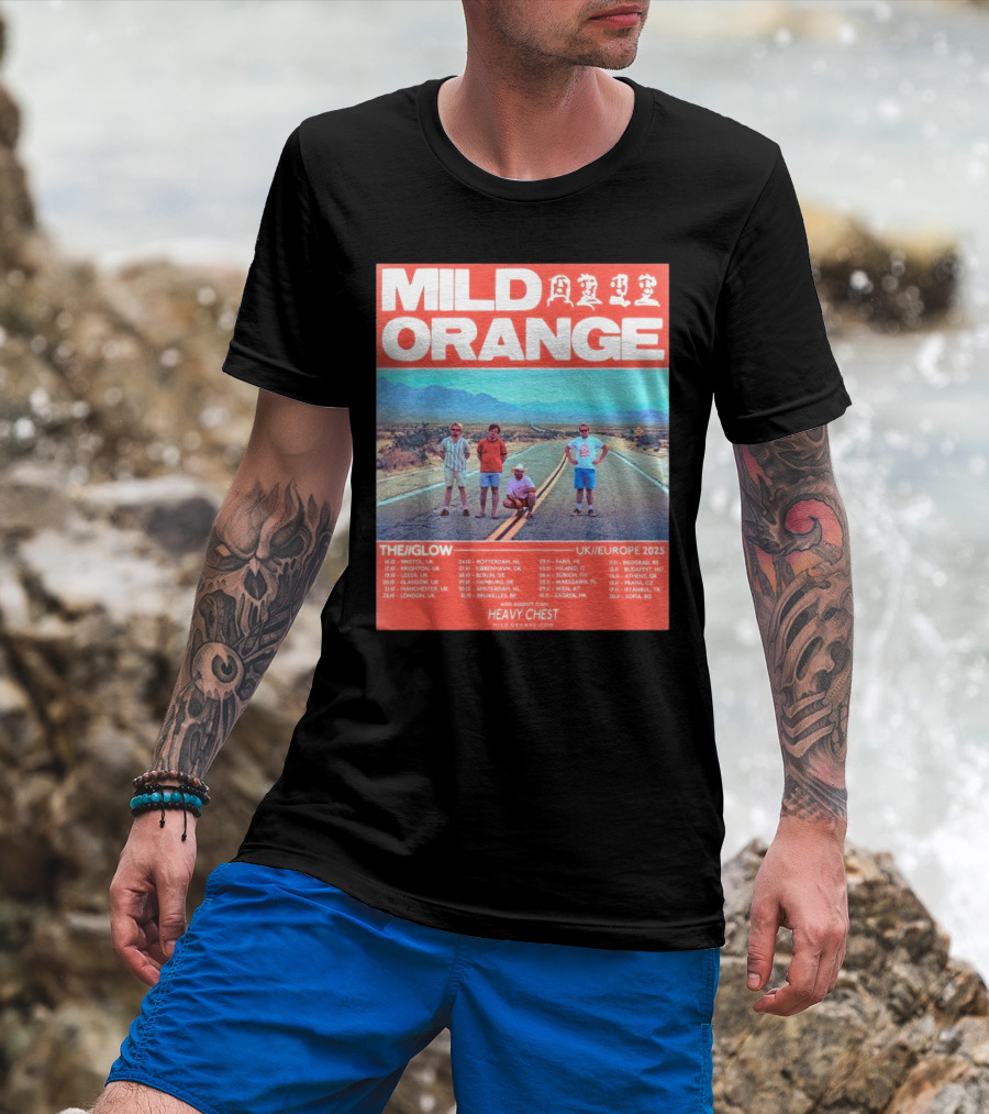 Mild Orange The Glow Tour UK Europe 2025 Dates Heavy Chest Support T-Shirt