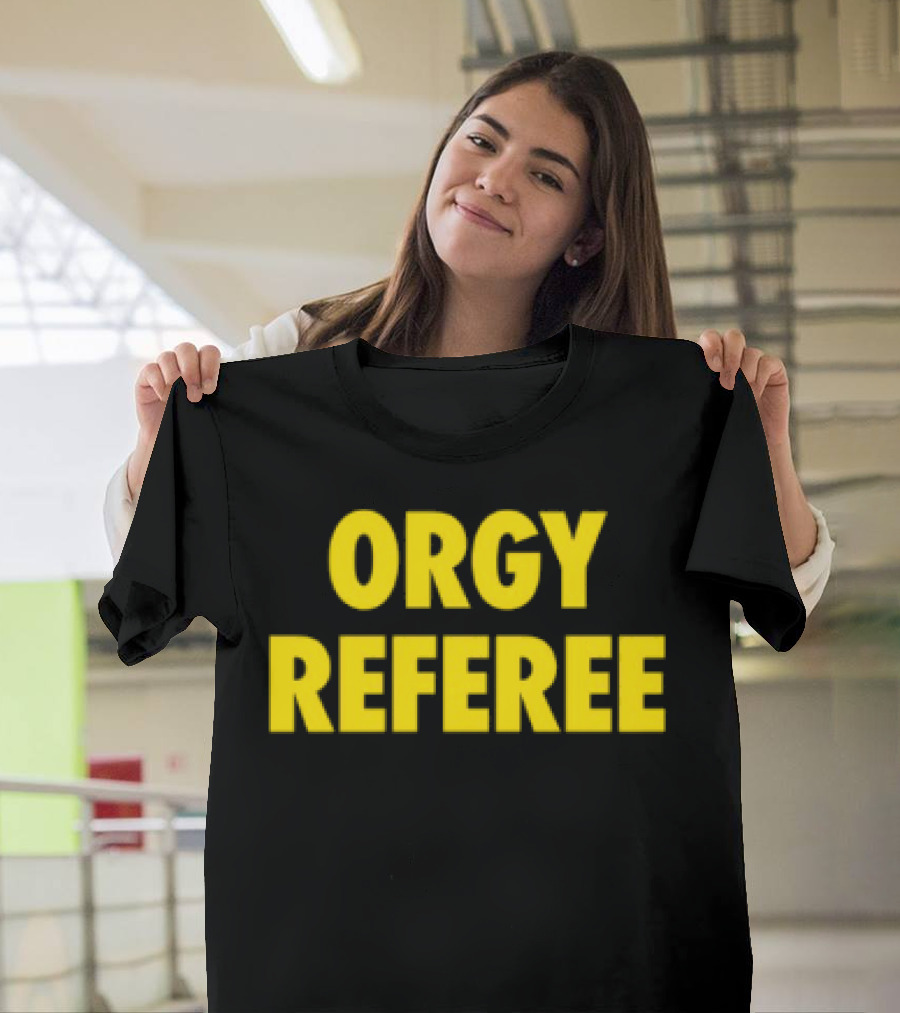 Orgy Referee Black Bold Yellow Text T-Shirt