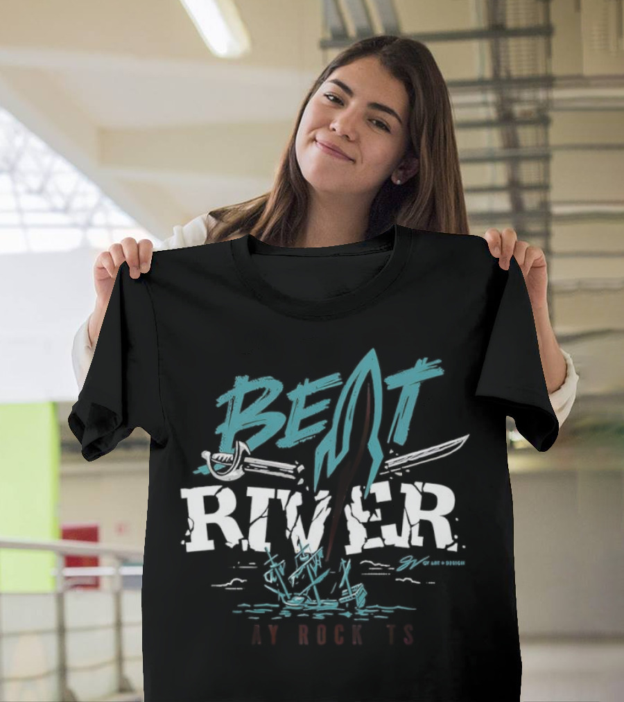 Beat River Bay Rockets Retro Rocket Logo Colorful Text T-Shirt