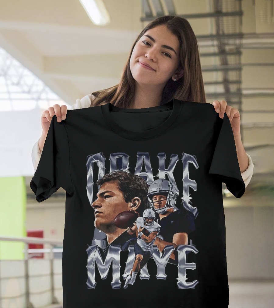 Drake Maye Football Player Vintage Bling Style T-Shirt