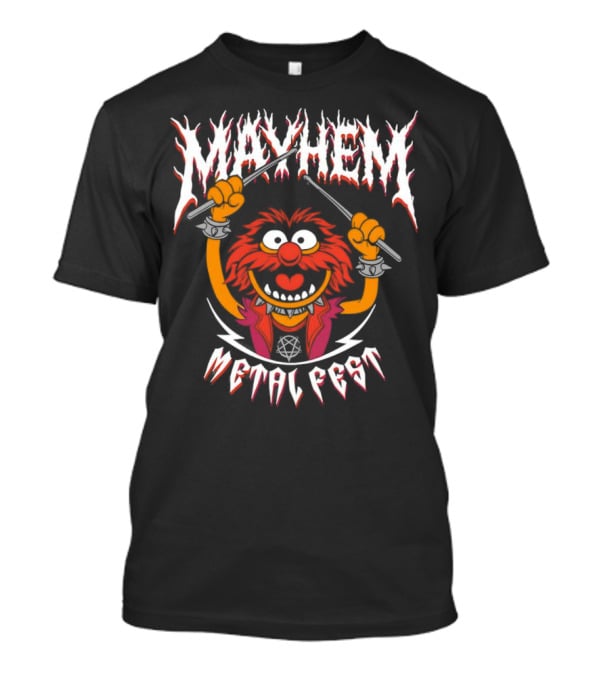 Mayhem Metal Fest Animal Muppets Character Rock Drummer T-Shirt