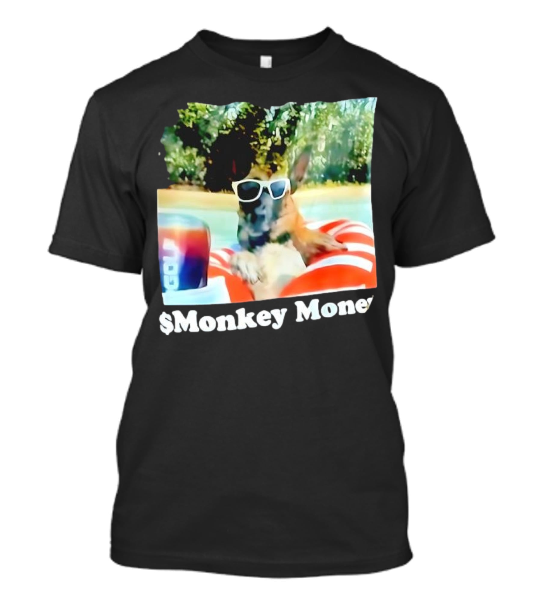 Monkey Money Dog German Shepherd Sunglasses Pool Float Chill T-Shirt
