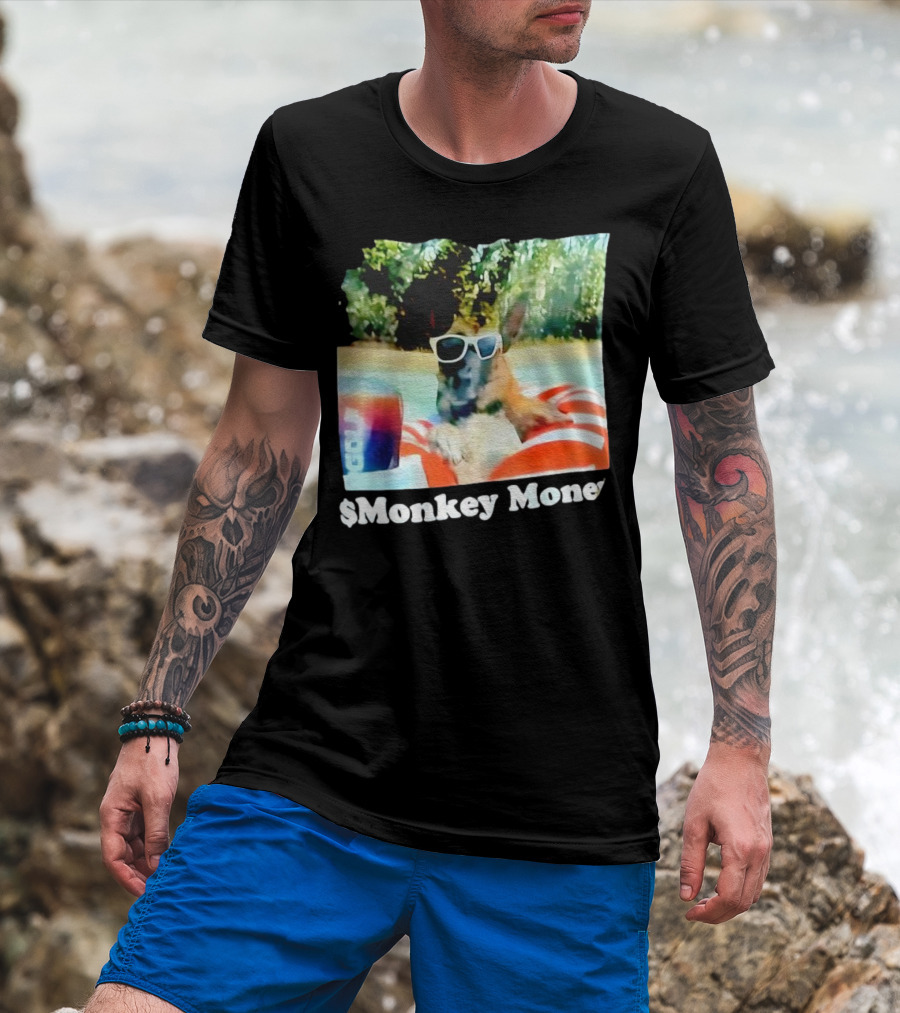 Monkey Money Dog German Shepherd Sunglasses Pool Float Chill T-Shirt