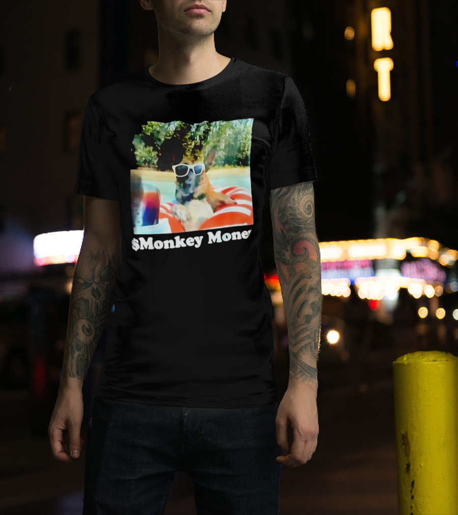 Monkey Money Dog German Shepherd Sunglasses Pool Float Chill T-Shirt