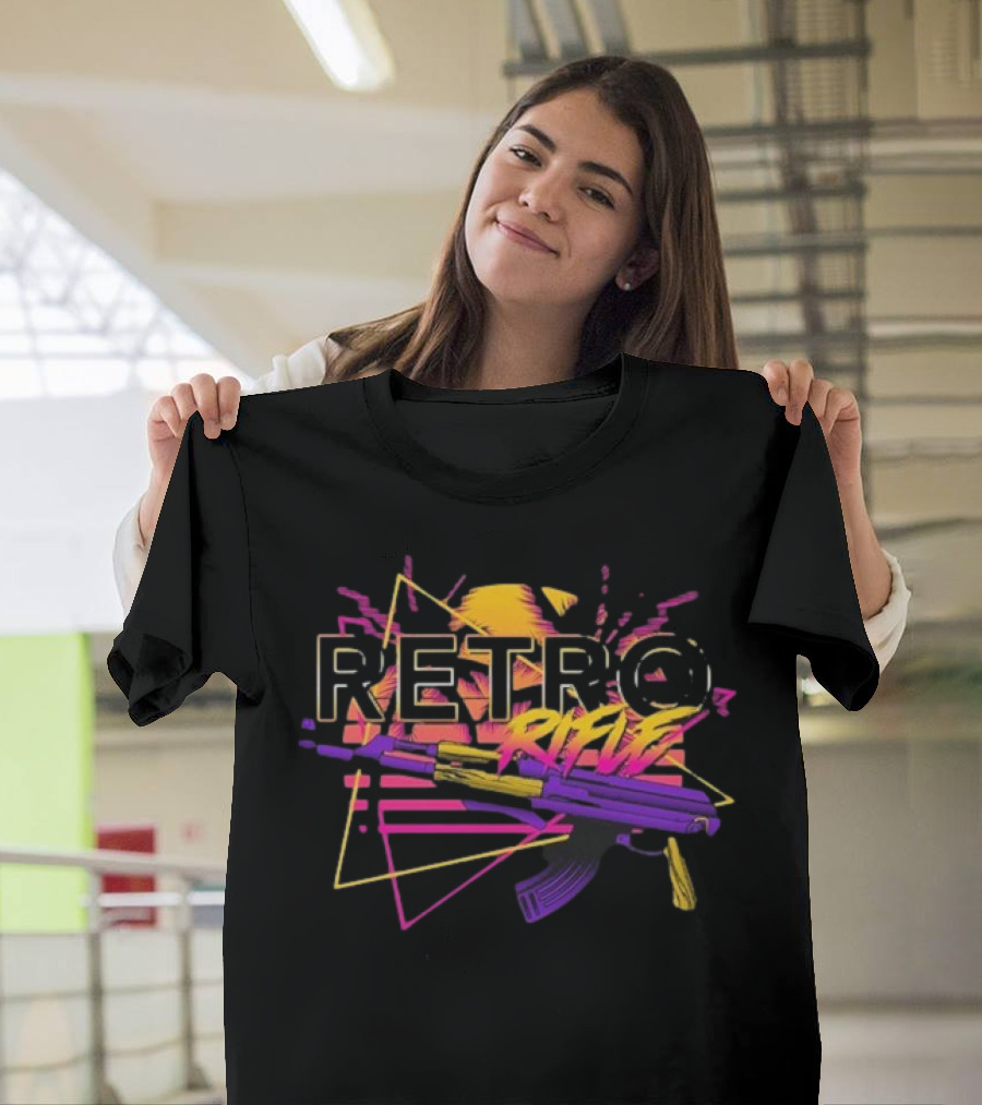 Retro Rifle Graffiti AK-47 Neon Aesthetic T-Shirt