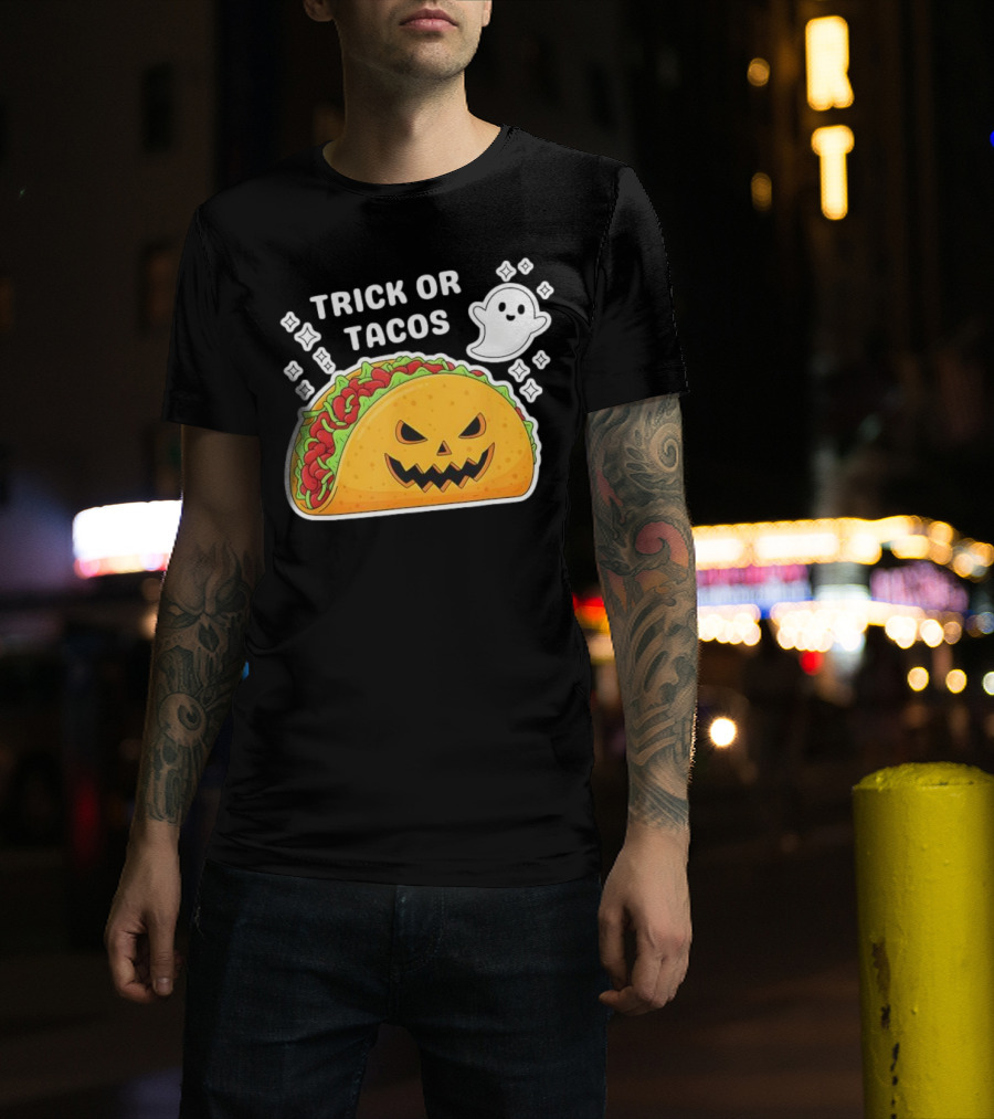 Trick Or Tacos Spooky Jack-o-lantern Halloween Mexican Food T-Shirt