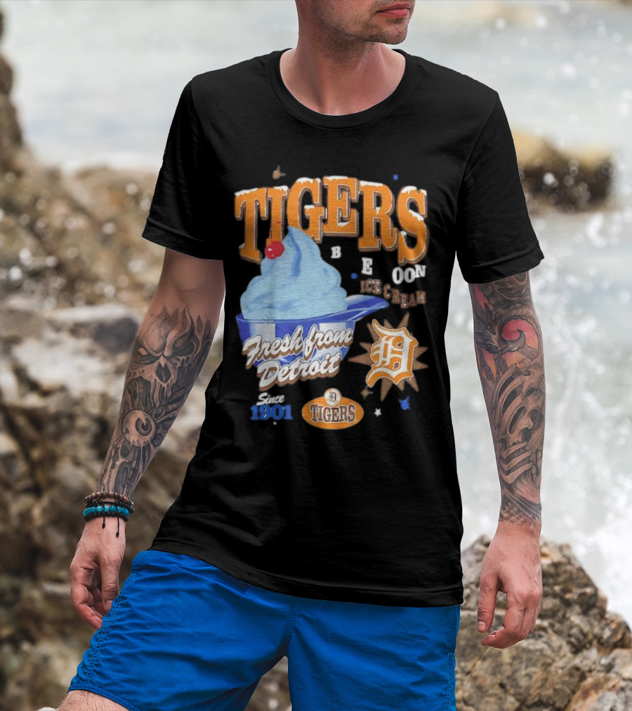Tigers Blue Moon Ice Cream Fresh From Detroit Since 1901 T-Shirt