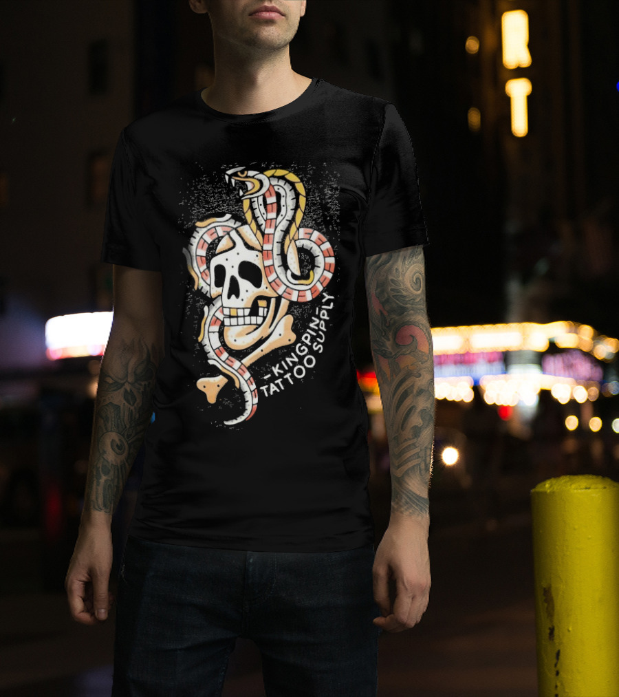 Kingpin Tattoo Supply Year Of The Snake Skull Vintage Style Graphic T-Shirt