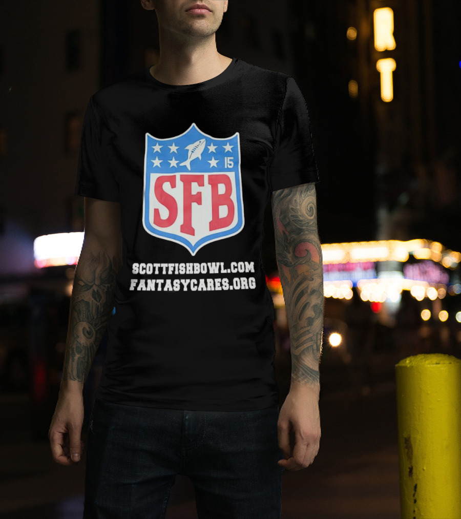 Scott Fish Bowl 15 SFB FantasyCares NFL Shield T-Shirt