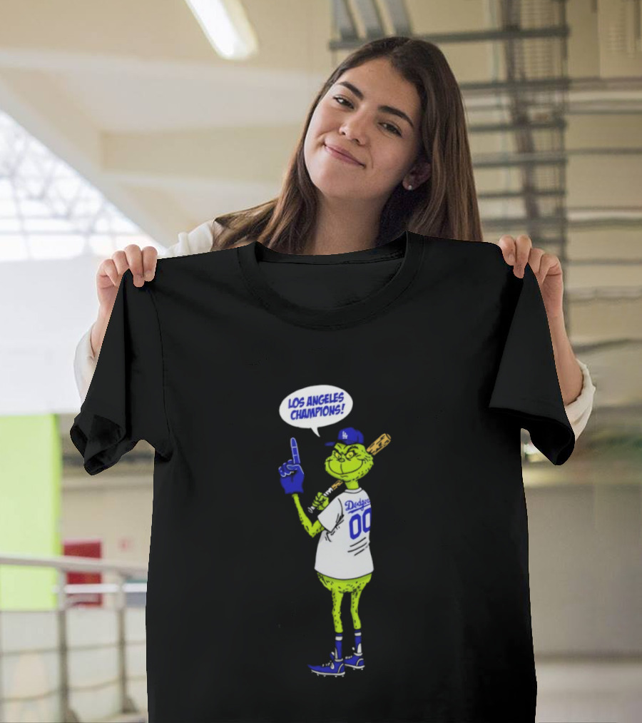 Los Angeles Dodgers Champions 2025 Merry Christmas Grinch Fan T-Shirt