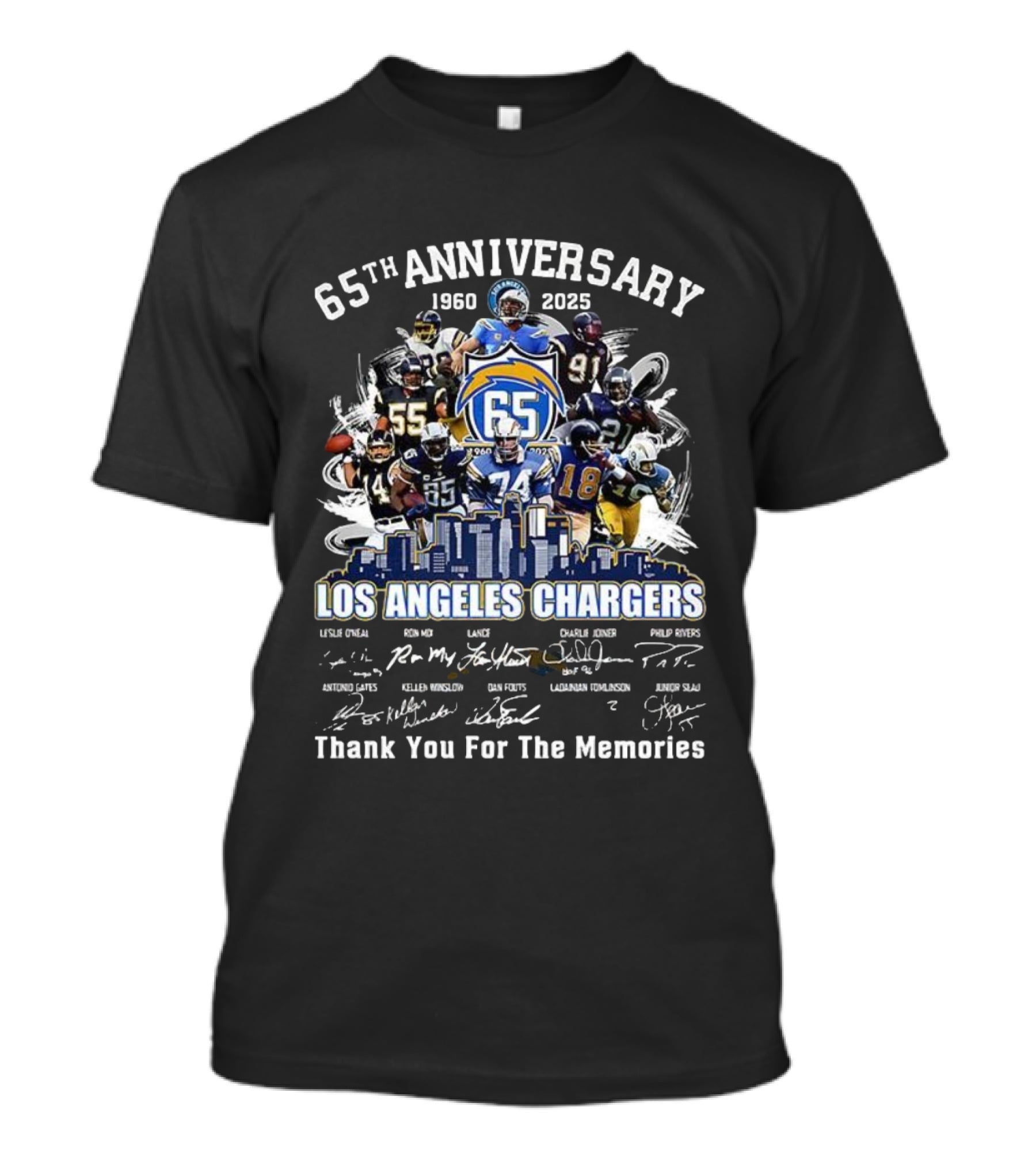 Los Angeles Chargers 65th Anniversary 1960 2025 Thank You For The Memories T-Shirt
