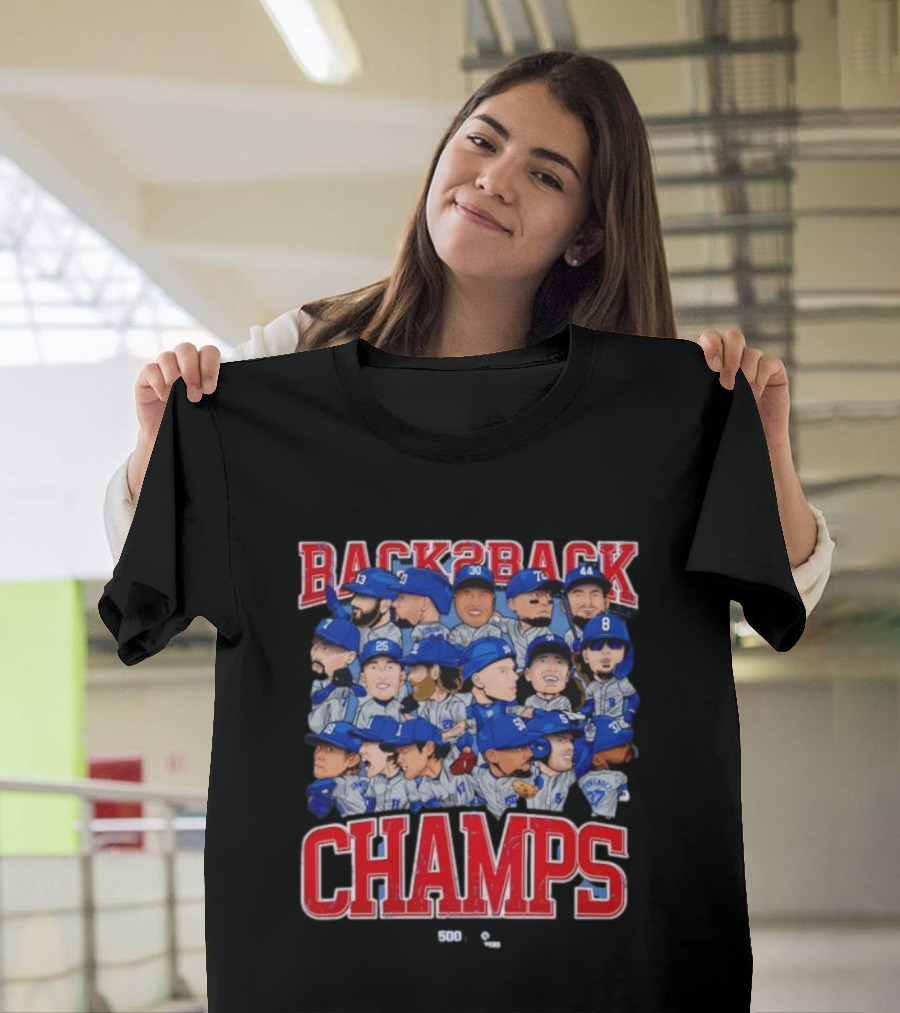Back2Back Champs Los Angeles Dodgers Players 50th Anniversary T-Shirt