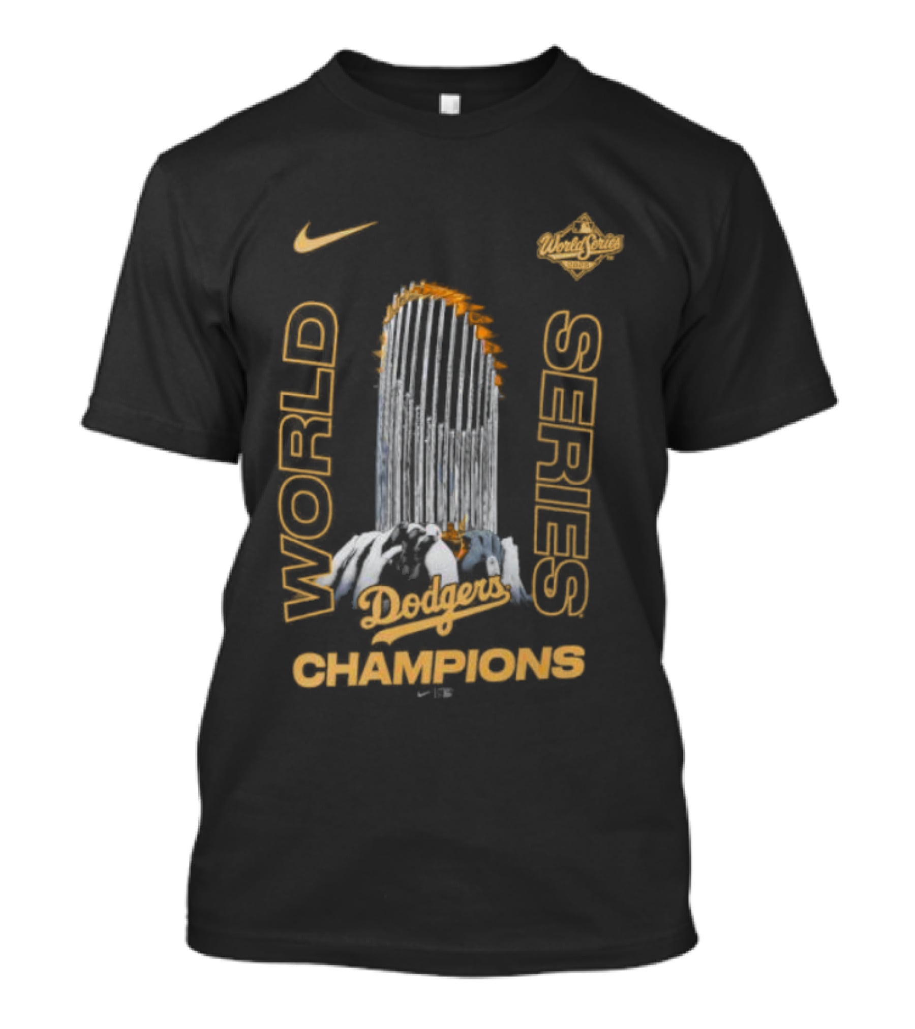 Los Angeles Dodgers Nike 2025 World Series Champions Raise The Trophy T-Shirt