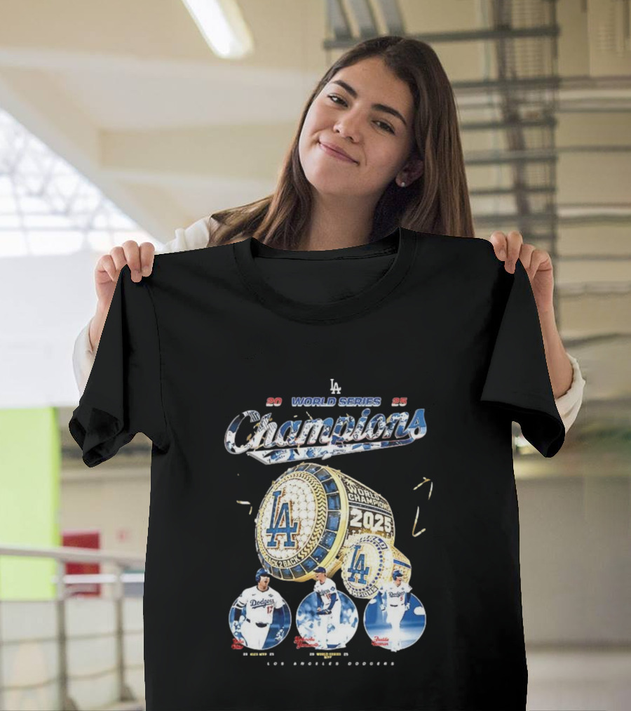 Los Angeles Dodgers 2025 World Series Champions Back 2 Back Ring Edition T-Shirt