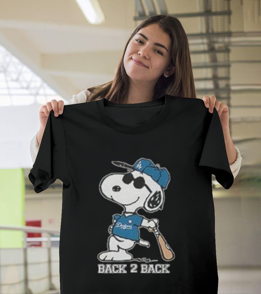 Snoopy Dodgers Back 2 Back Baseball Champion T-Shirt