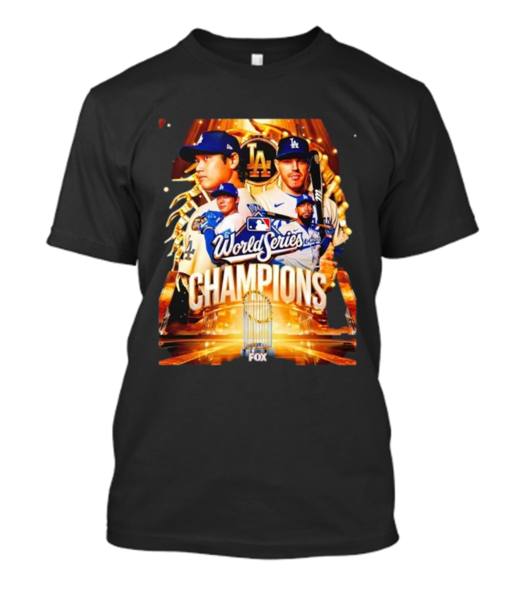 Los Angeles Dodgers 2025 World Series Champions MLB Logo Fox Sports Coverage T-Shirt