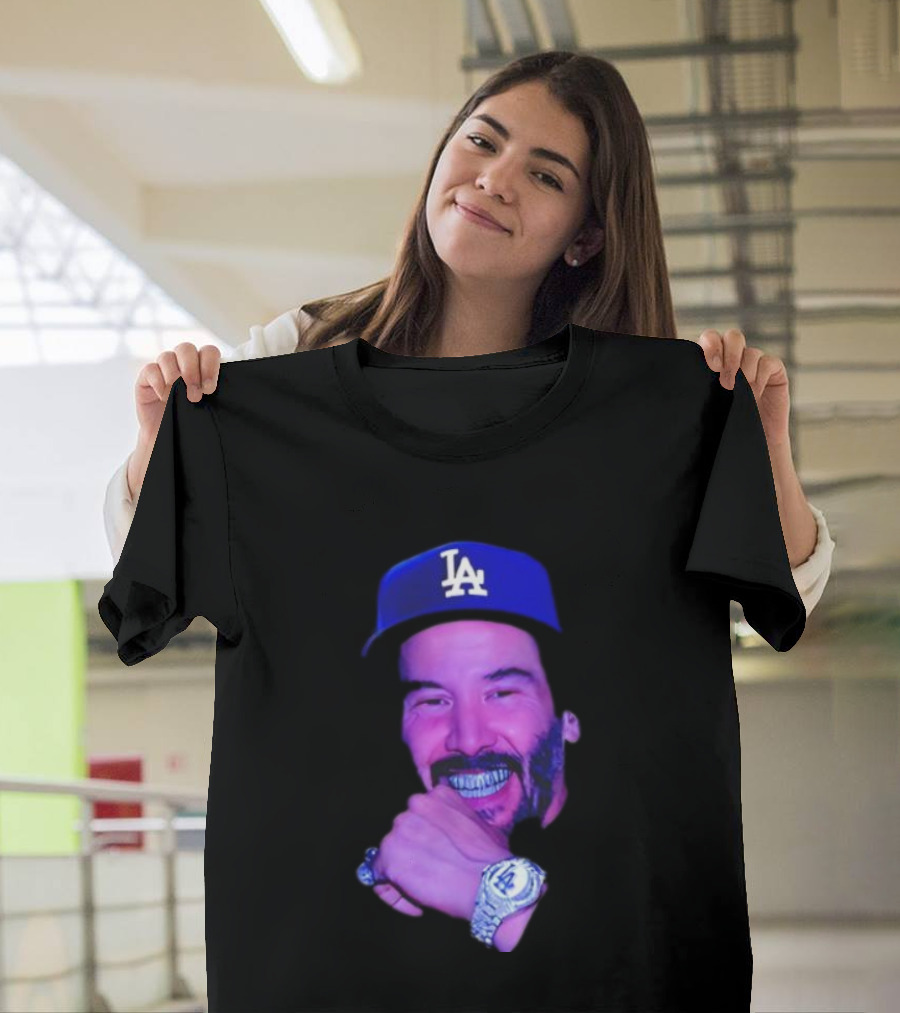 LA Dodgers Keanu Reeves Diamond Grill Bling T-Shirt