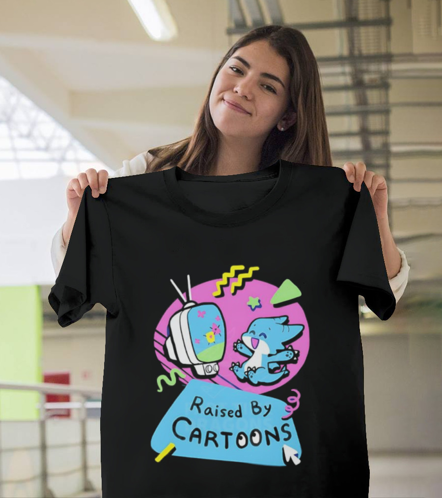 Raised By Cartoons Dragons Vibrant TV Retro Style T-Shirt