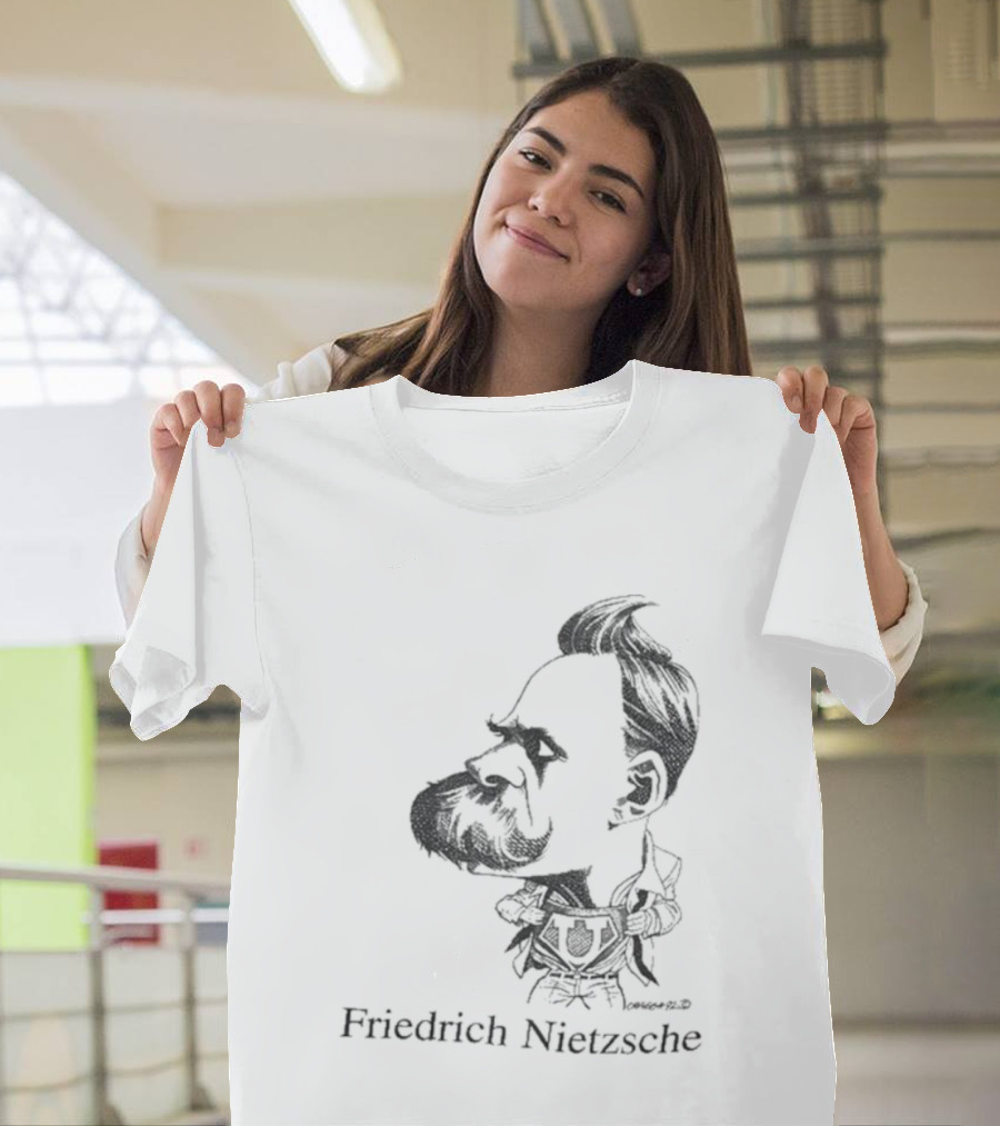 Friedrich Nietzsche Caricature Silhouette Image T-Shirt