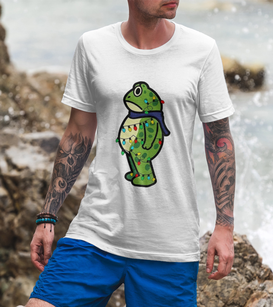 Political Portland Frog Merry Resistmas Christmas Lights Holiday T-Shirt