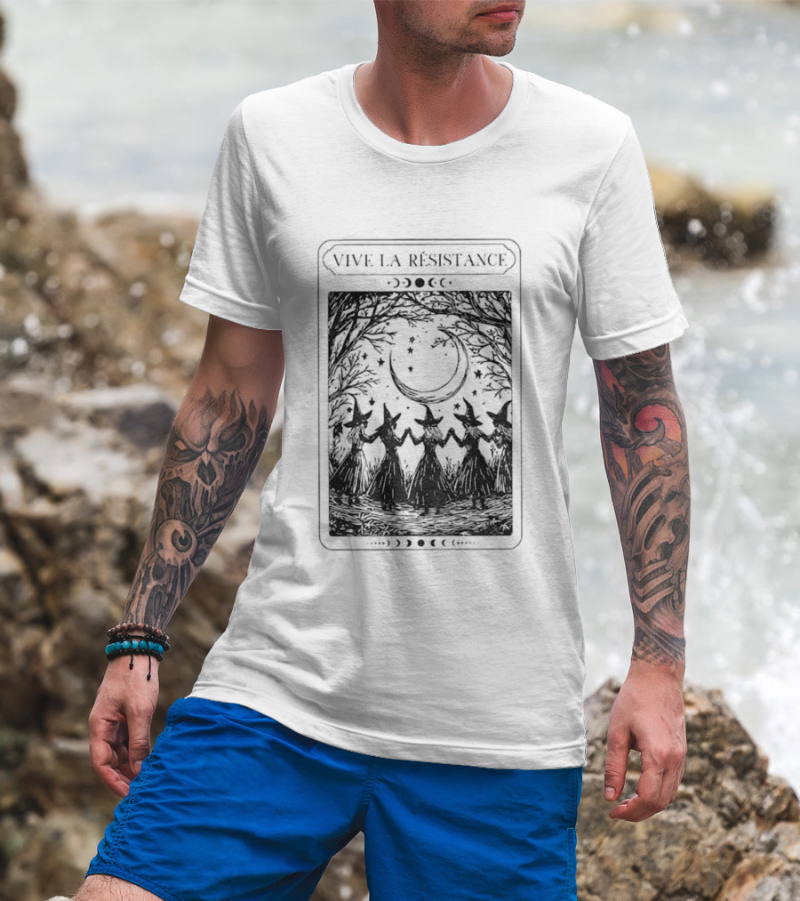 Vive La Resistance Crescent Moon Witches Tarot Card Halloween Feminist Anti Patriarchy T-Shirt