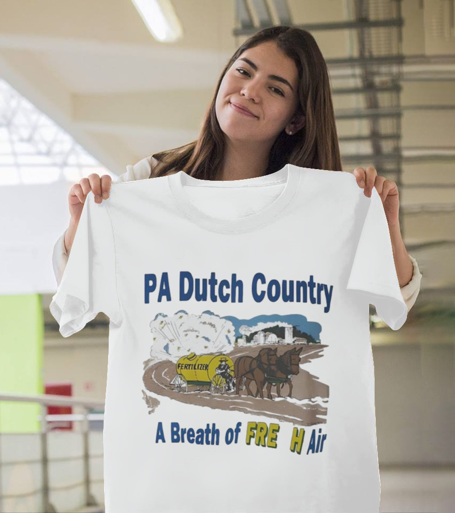 PA Dutch Country A Breath Of Fresh Air Horse-Drawn Fertilizer Vintage Scene T-Shirt