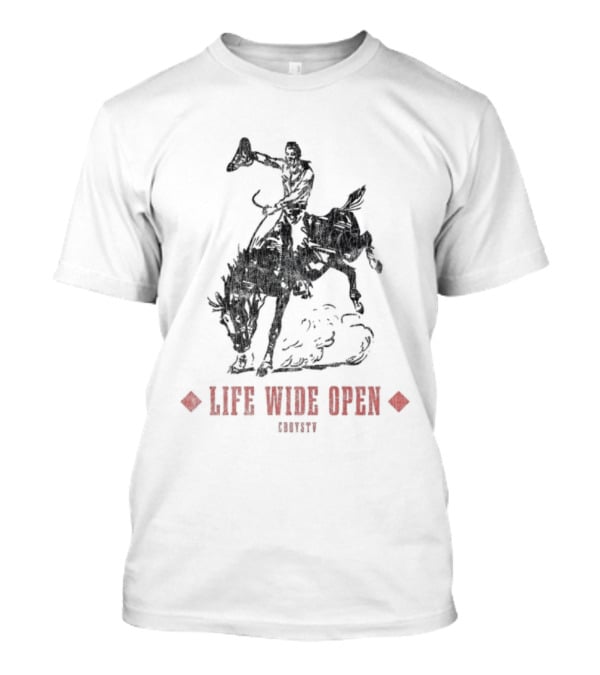Cboystv Life Wide Open Cowboy Riding Bull T-Shirt