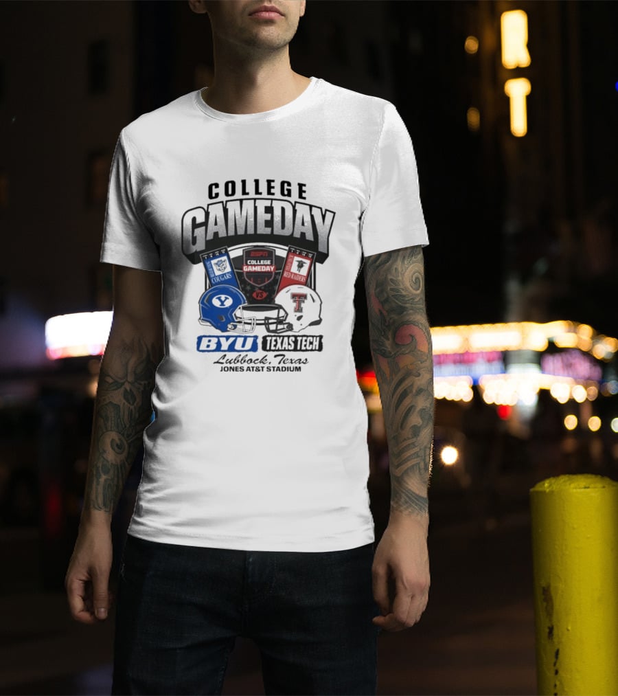 BYU Cougars Vs Texas Tech Red Raiders College Gameday ESPN Jones AT&T Stadium Lubbock Texas T-Shirt