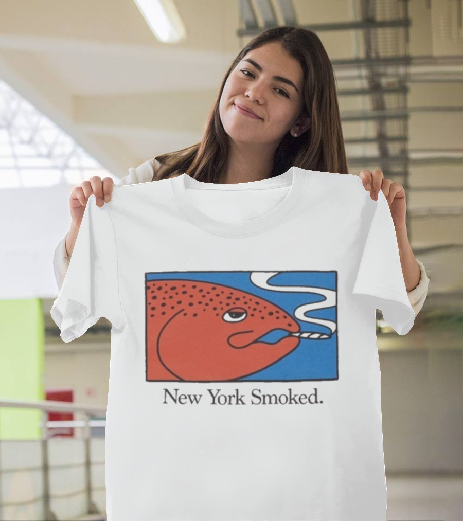 New York Smoked Fish OnlyNY Salmon Illustration Blue Background T-Shirt