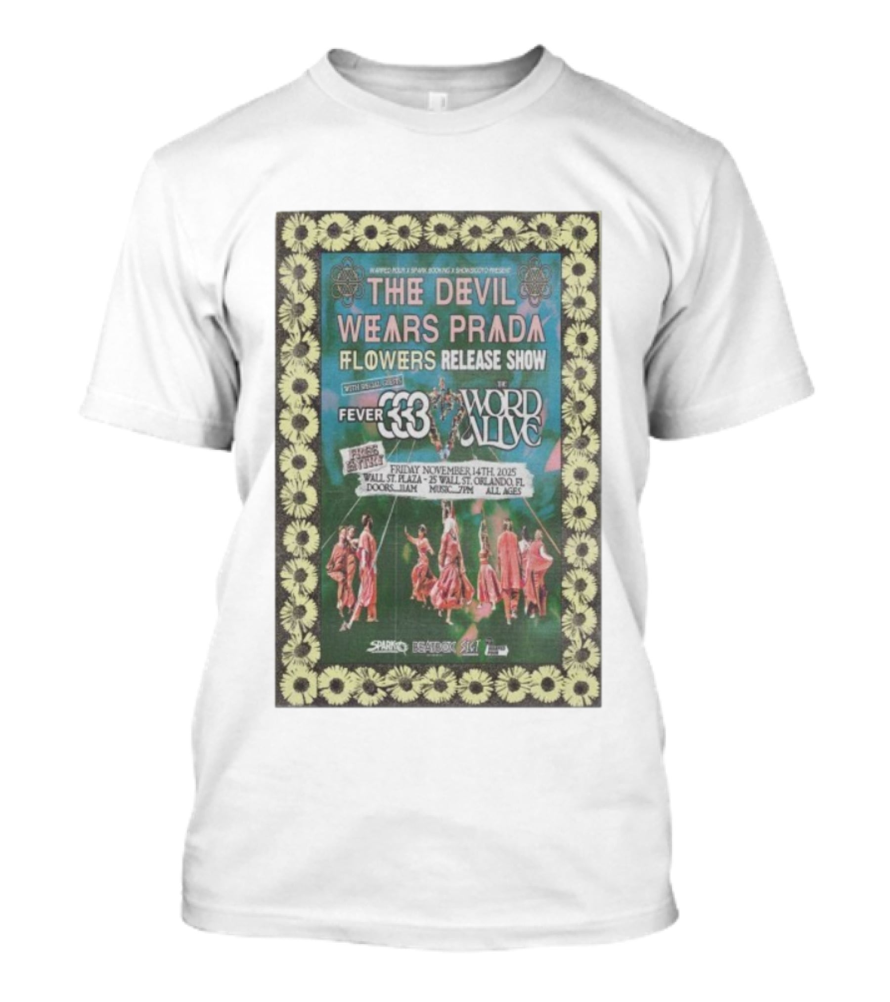 The Devil Wears Prada Flowers Release Show Orlando FL November 14 2025 Featuring Fever 333 The Word Alive T-Shirt