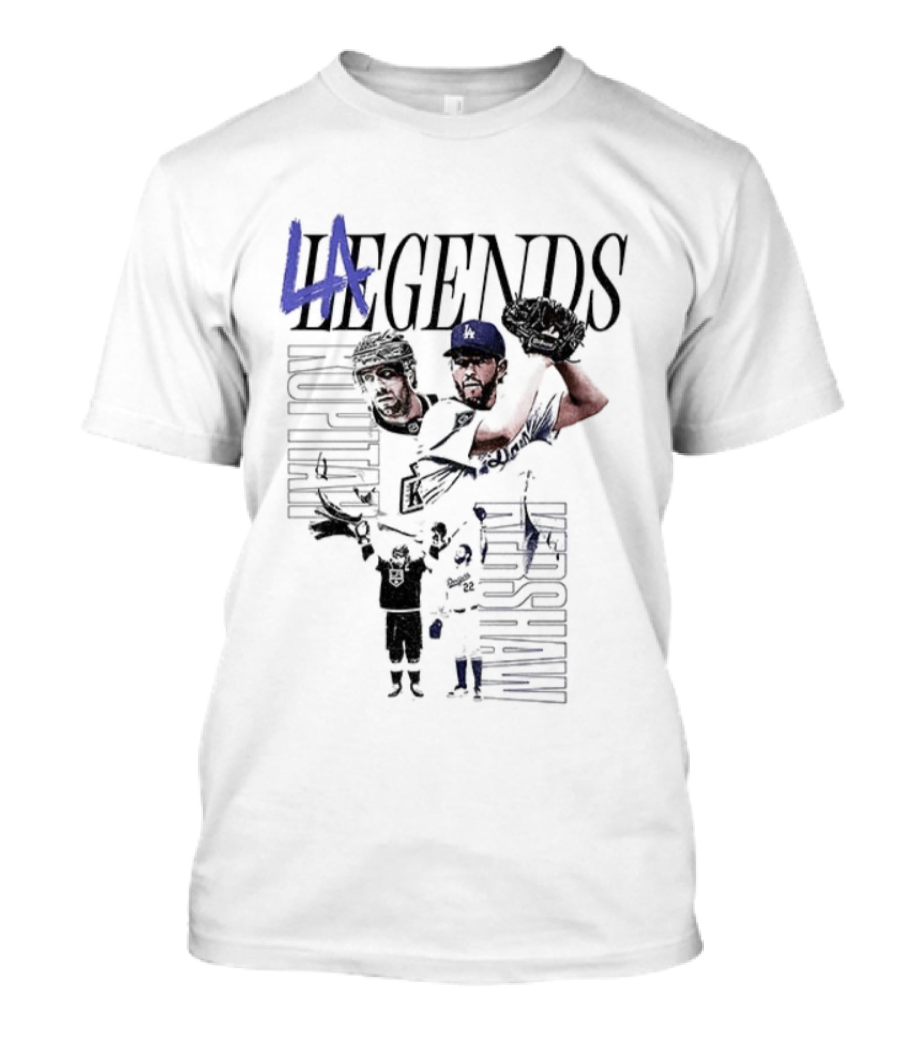 LA Legends Clayton Kershaw Los Angeles Dodgers Anze Kopitar Los Angeles Kings Tribute T-Shirt