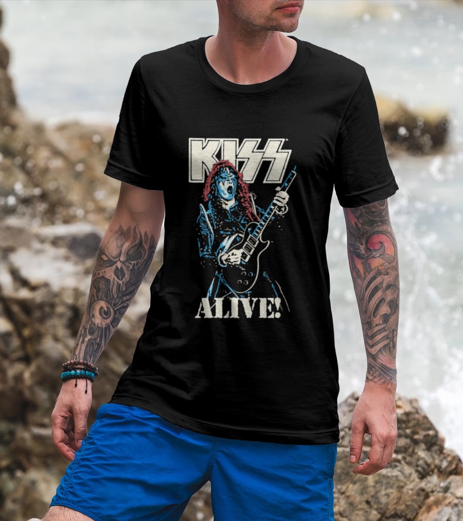 KISS Alive Spaceman Guitarist Retro Style T-Shirt