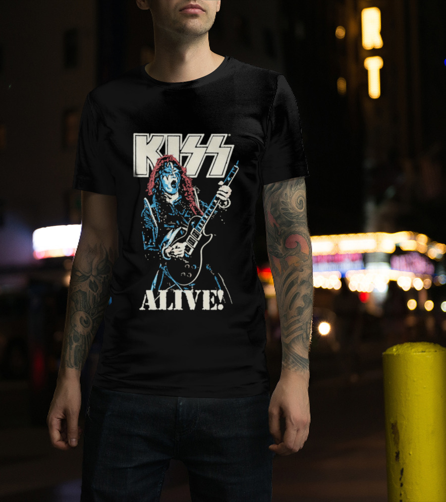 KISS Alive Spaceman Guitarist Retro Style T-Shirt