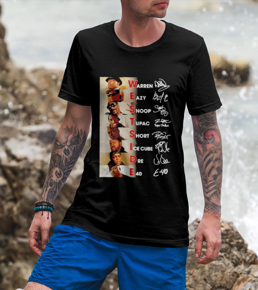Westside Warren Eazy Snoop Tupac Short Ice Cube Dre E-40 Classic Signature T-Shirt