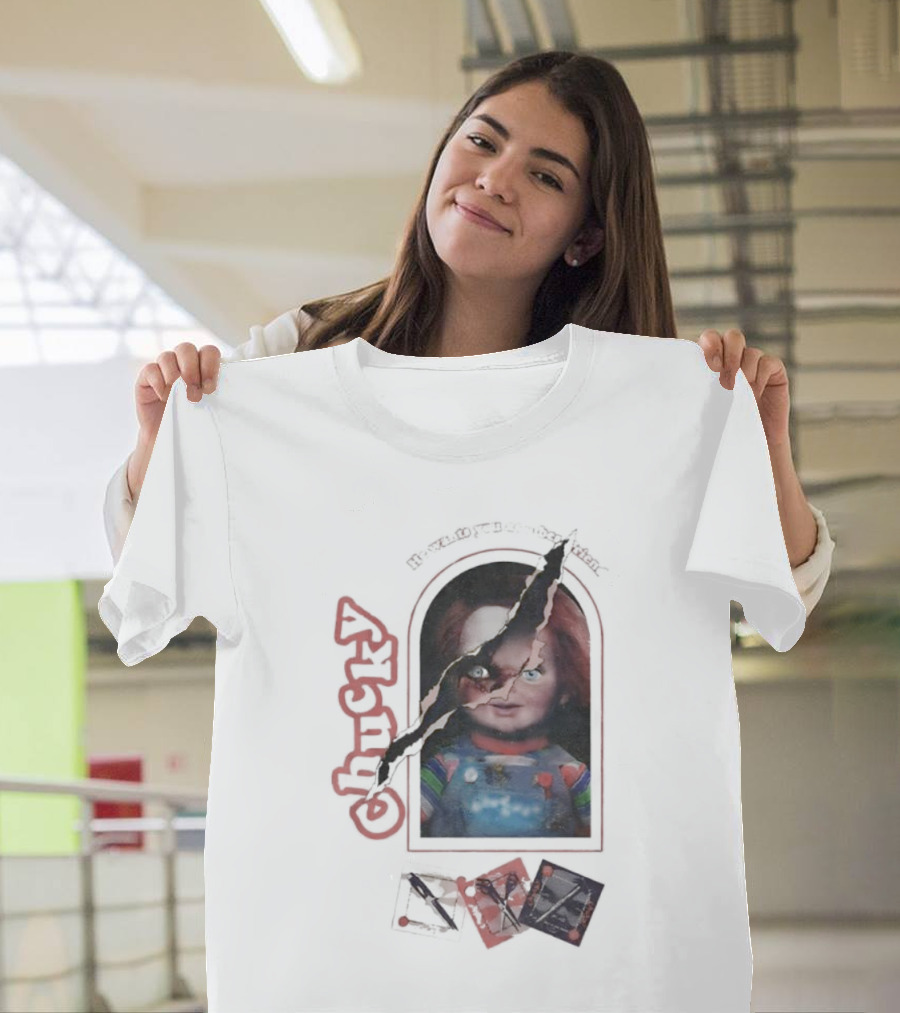 Chucky Let's Be Friends He Wants You As A Bestfriend Creepy Doll Horror T-Shirt
