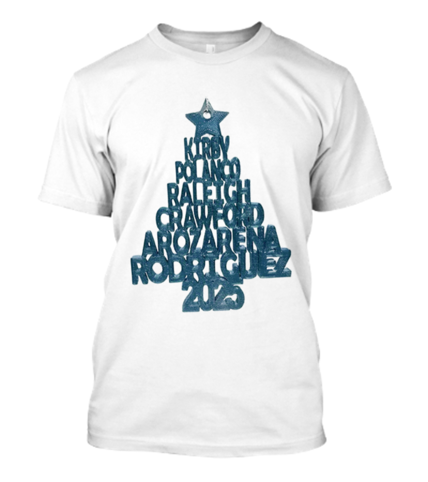 2025 Seattle Mariners Kelenic Pollock Raleigh Crawford Arozarena Rodriguez Christmas Tree T-Shirt