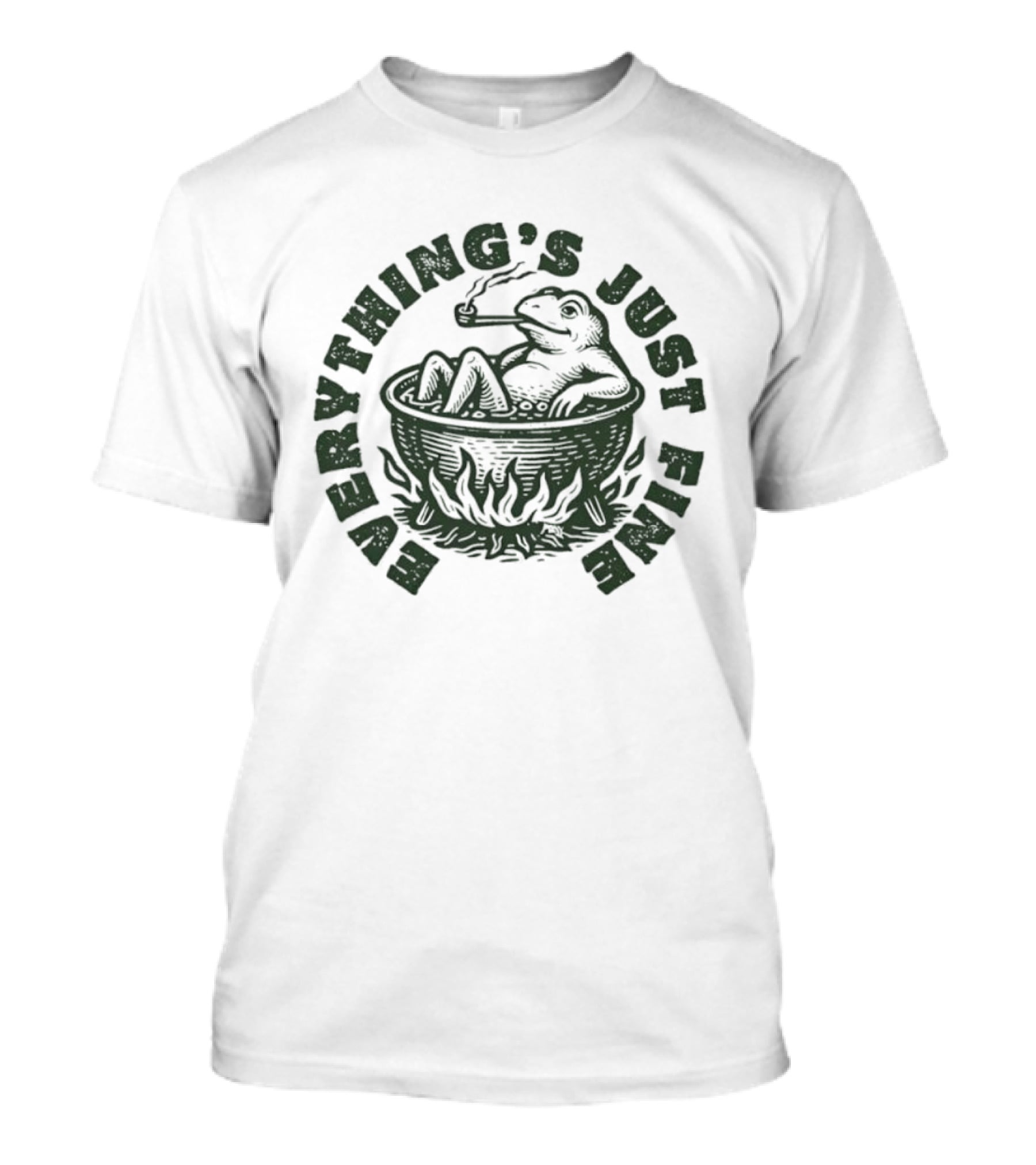 Boiling Frog Everything's Just Fine Smoking Illustration T-Shirt