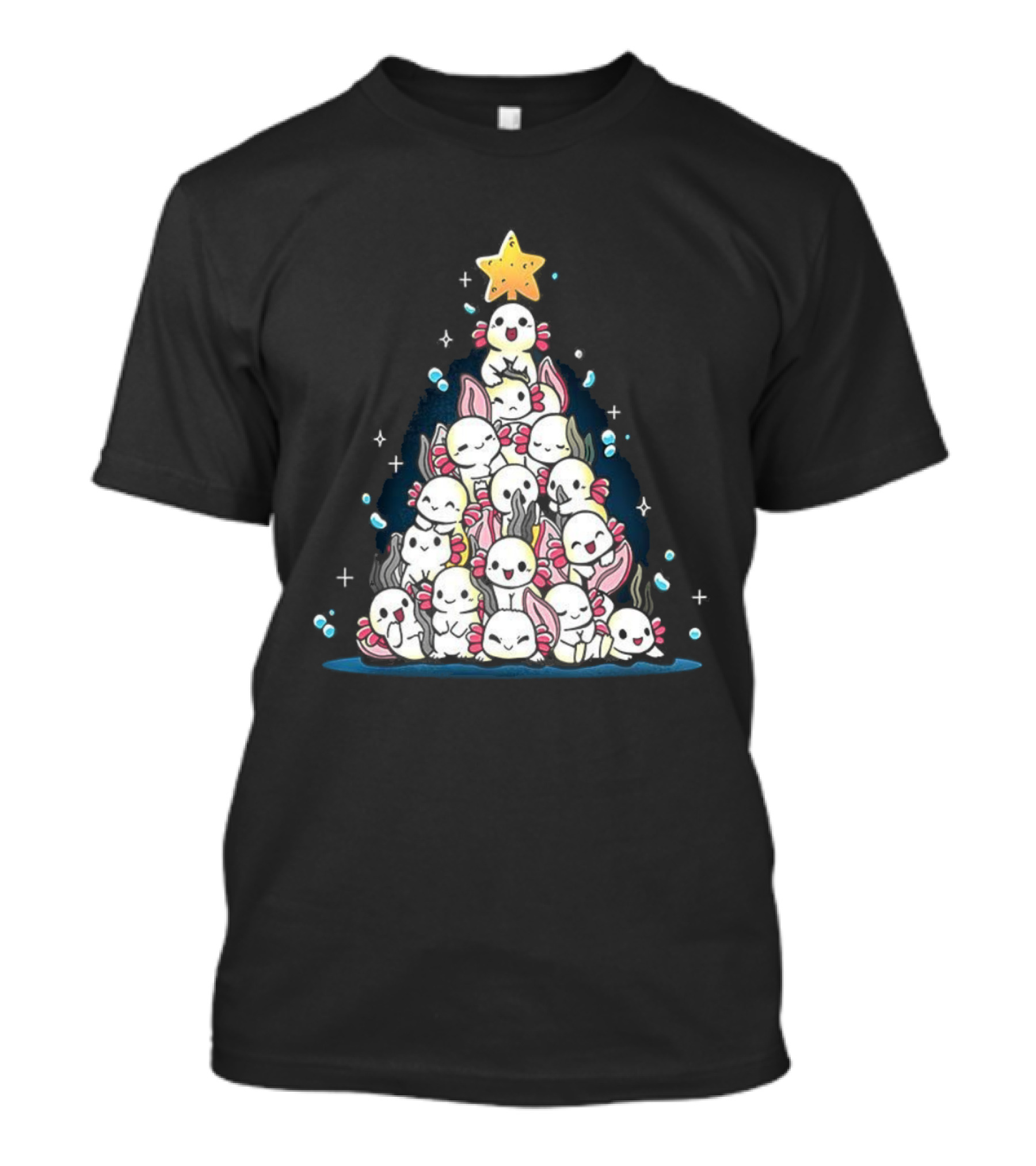 Axolotl Pyramid Shaped Christmas Tree Star Topper T-Shirt