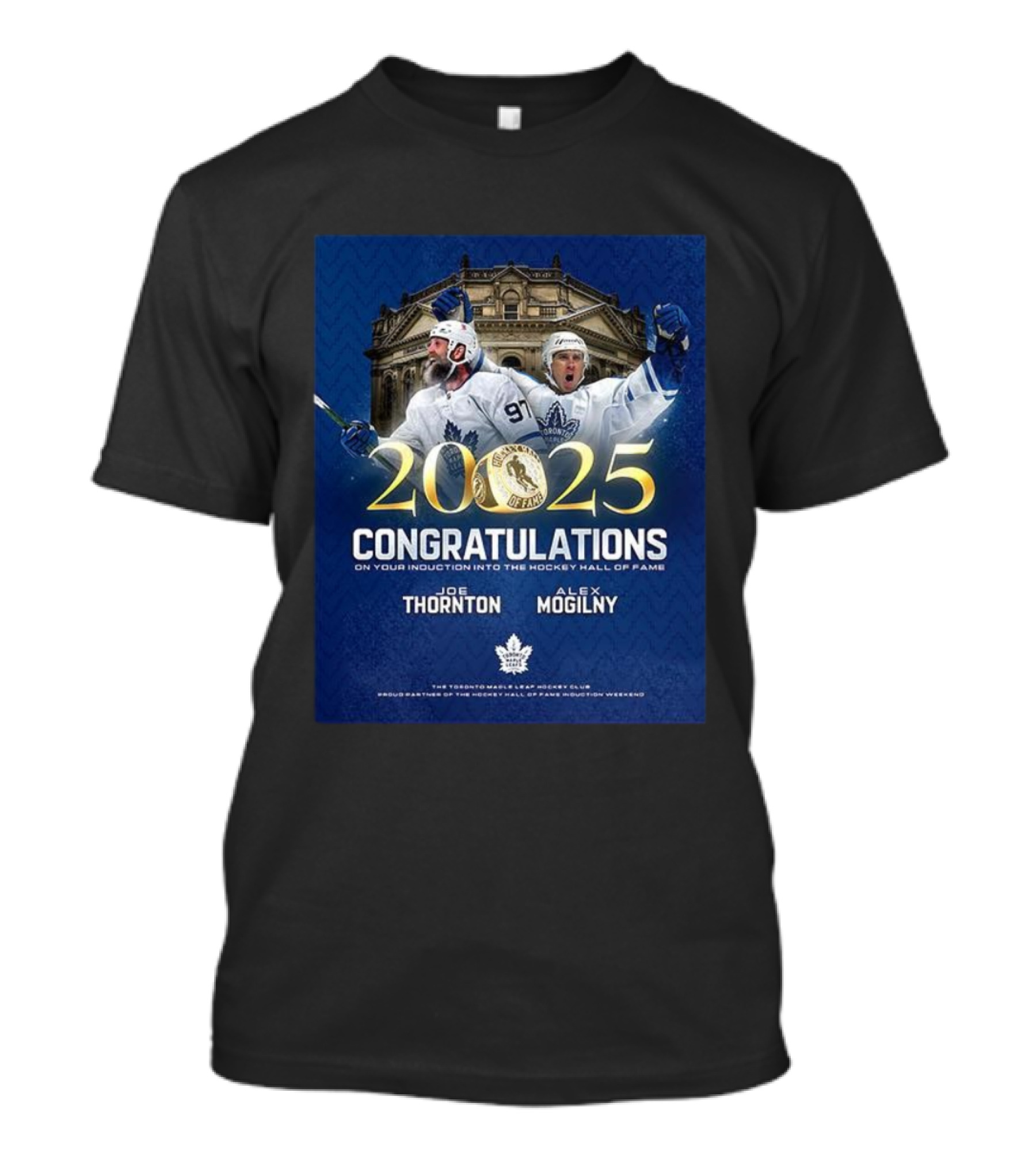 Joe Thornton Alex Mogilny 2025 Hockey Hall Of Fame Induction Toronto Maple Leafs Celebration T-Shirt
