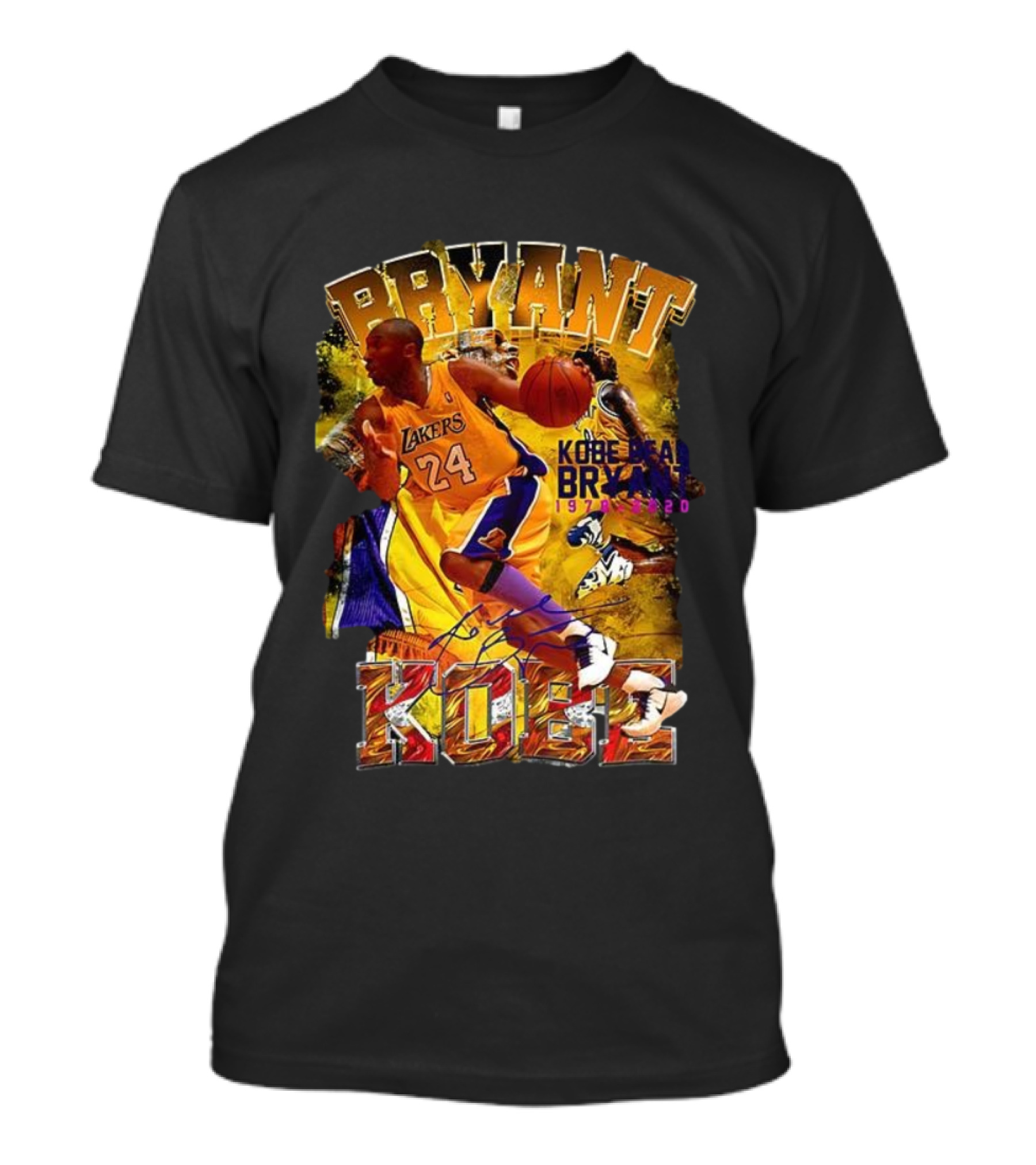 Kobe Bryant Lakers 24 Signature Basketball Legend 1978 2020 Tribute T-Shirt