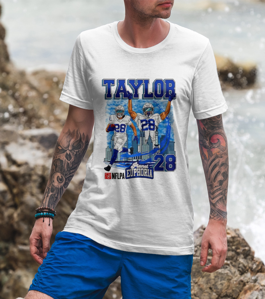 Taylor Indianapolis Planet Euphoria NFLPA Number 28 Skyline T-Shirt